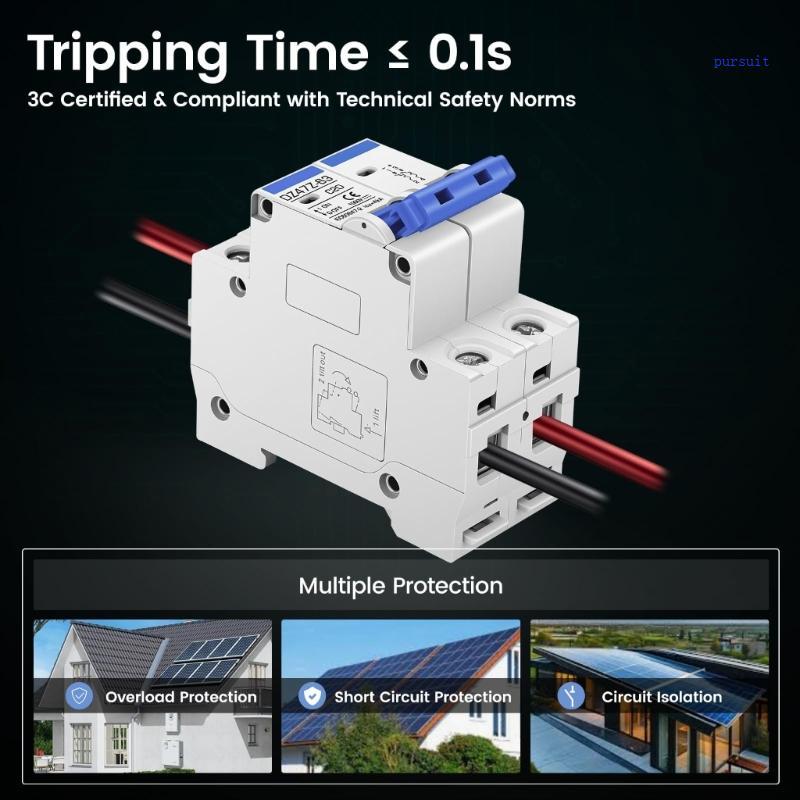 SUIT* 1000V Direct Current Breaker Miniature DIN Rail Switches 2P DIN Rail Mount สําหรับ Solar Array