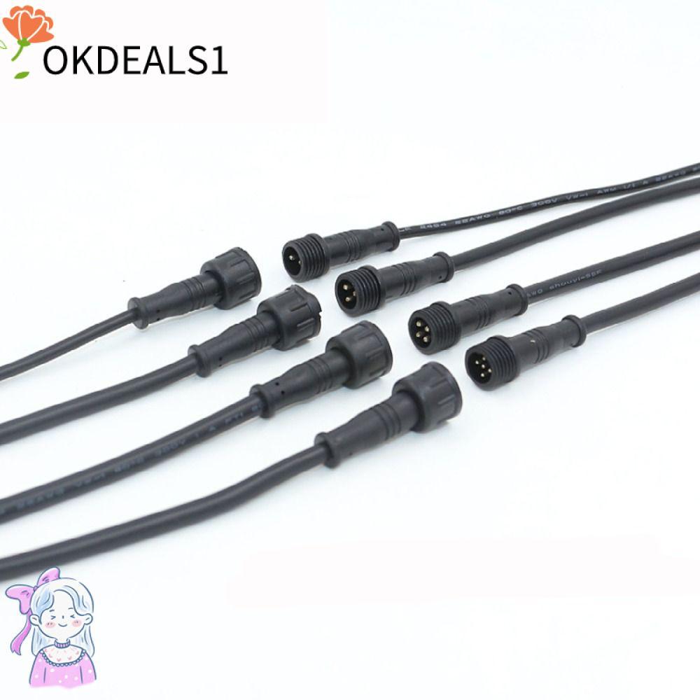 DEALSHOP 2Pin 3Pin 4Pin แจ็ค, IP67 สายสีดําชายหญิง LED Connector, 20 ซม.2Pin 3Pin 4Pin สายไฟกันน้ํา 