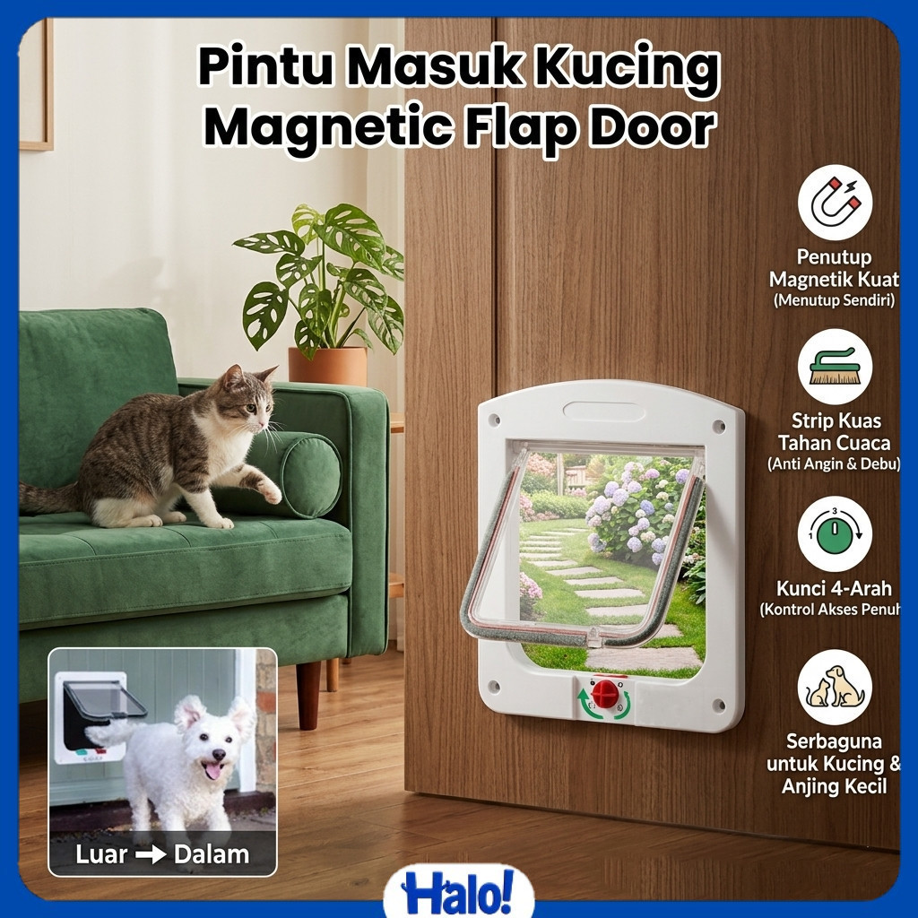 TRICAT Magnetic Flap Door 4 Way Lock Pet Door - TR4