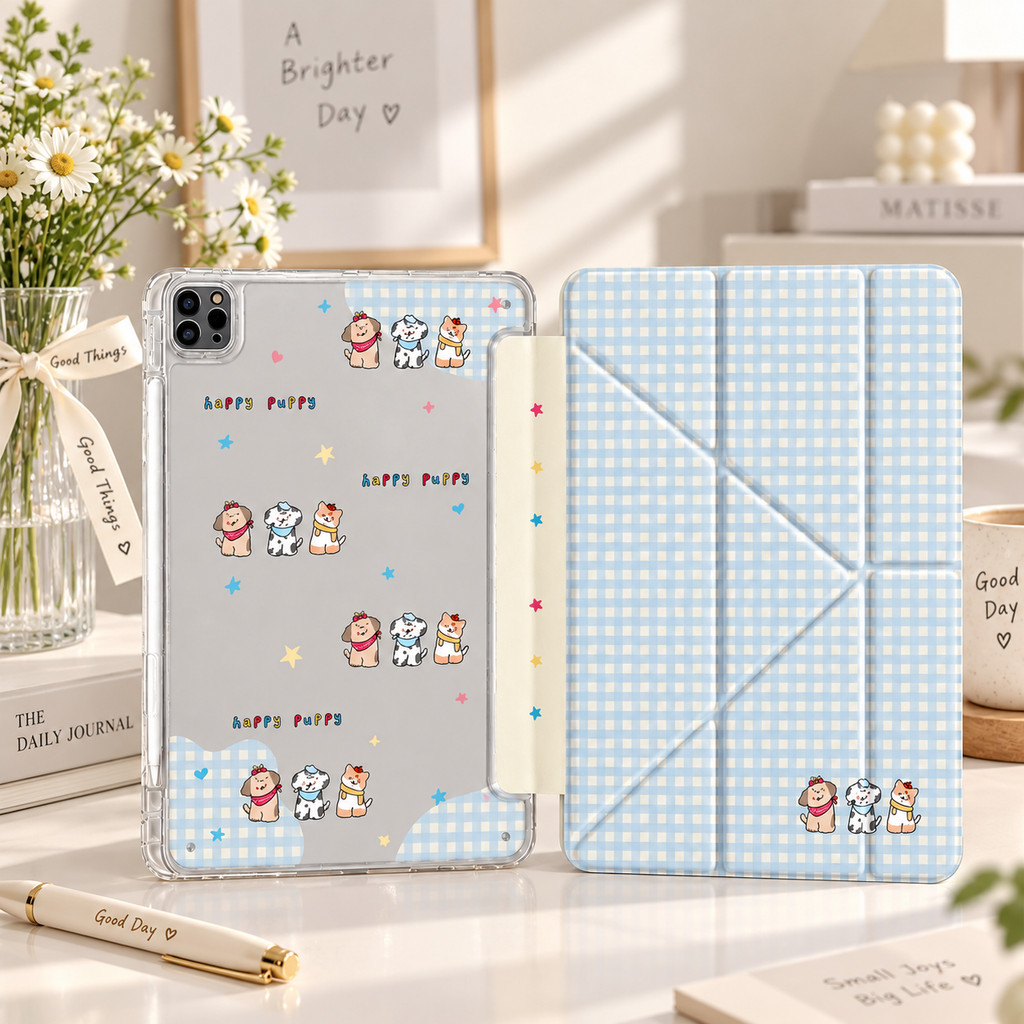 เคสแท็บเล็ตฝาพับลายการ์ตูน สีละมุน ตั้งดูหนังเรียนออนไลน์ Samsung Tab For S9/S10 11นิ้ว S8+/S9+/S10+ S6 lite A9
