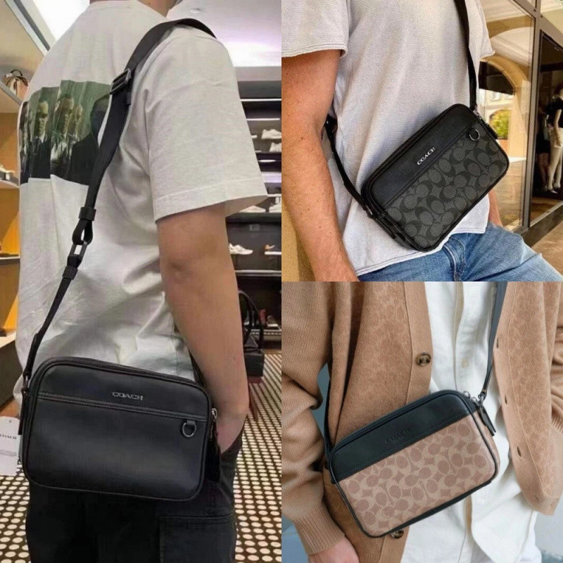 Men Camera Bag กระเป๋าสะพายข้าง กระเป๋าผู้ชาย ซิปคู่ ความจุขนาดใหญ่ Y66CO7A8CH