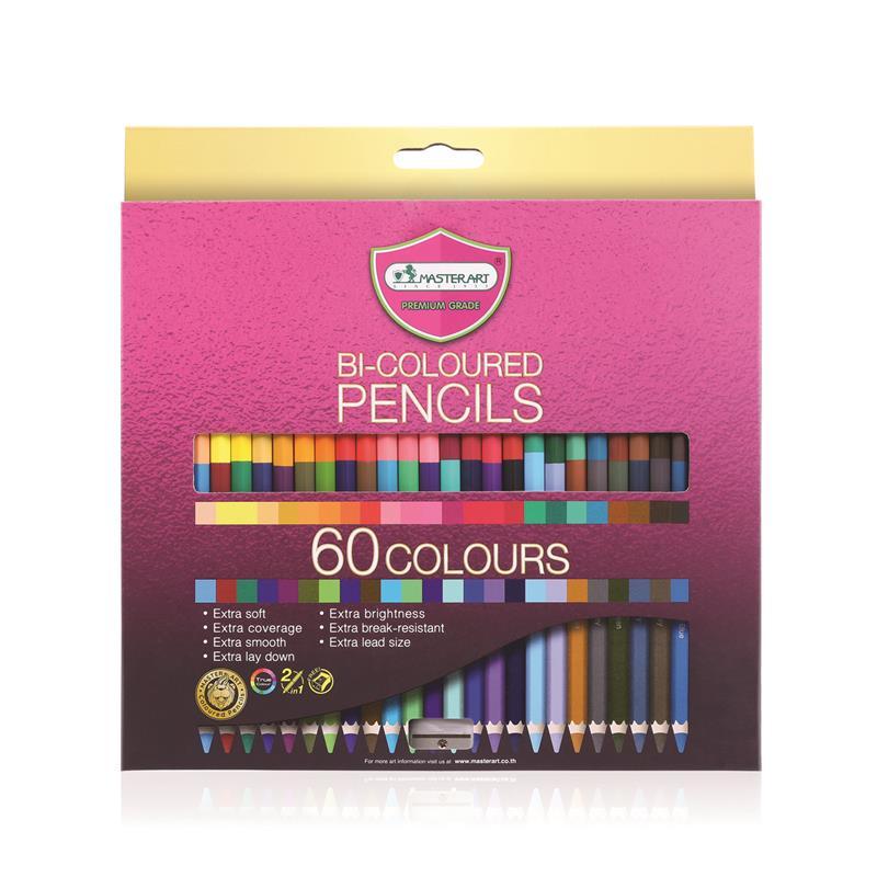 MASTER ART ดินสอสีไม้ยาว 2 หัว รุ่น Super Premium คละสี ขนาด 60 สี/กล่อง