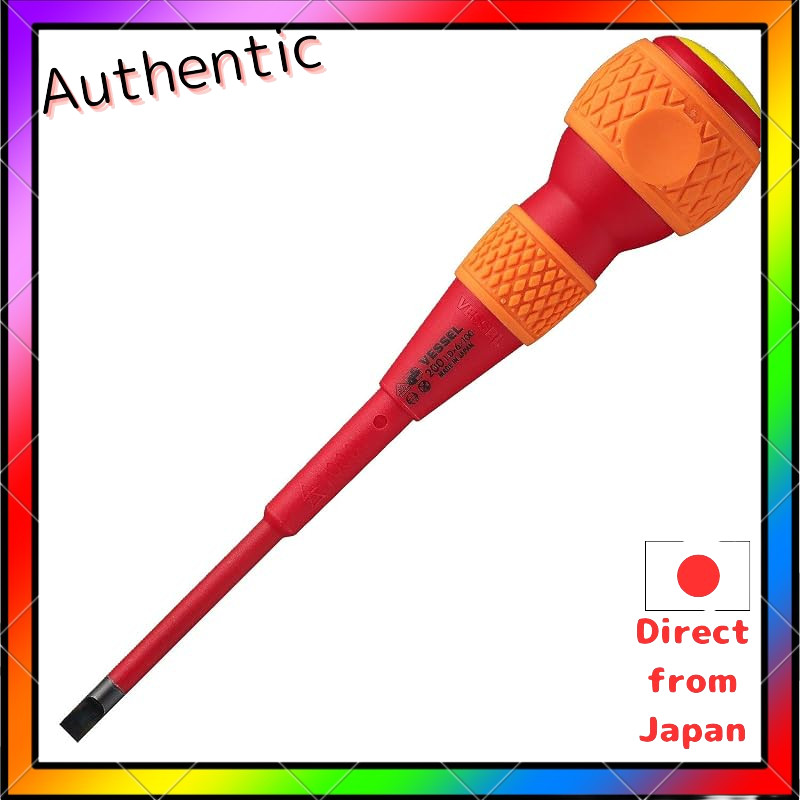 VESSEL Ball Grip Insulated Screwdriver VDE Certified Anti-Electric Shock Safety Tool