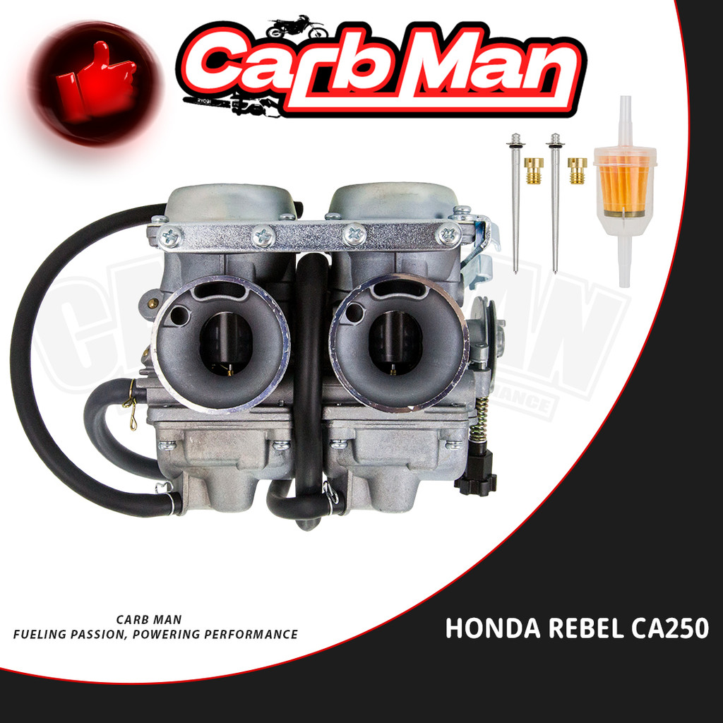 คาร์บูเรเตอร์คู่ PD26JS 26mm สำหรับ 4 จังหวะ 2 สูบ Honda Rebel CA250 CMX250 CD125 Benly CB125T CBT12
