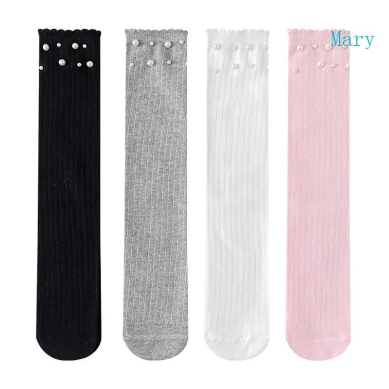 Mary Stylish Girls Over the Knee Socks Lovely Pearls ถุงเท้ายาวถึงเข่าสนุกและแฟชั่นถุงน่องยาวสําหรับ