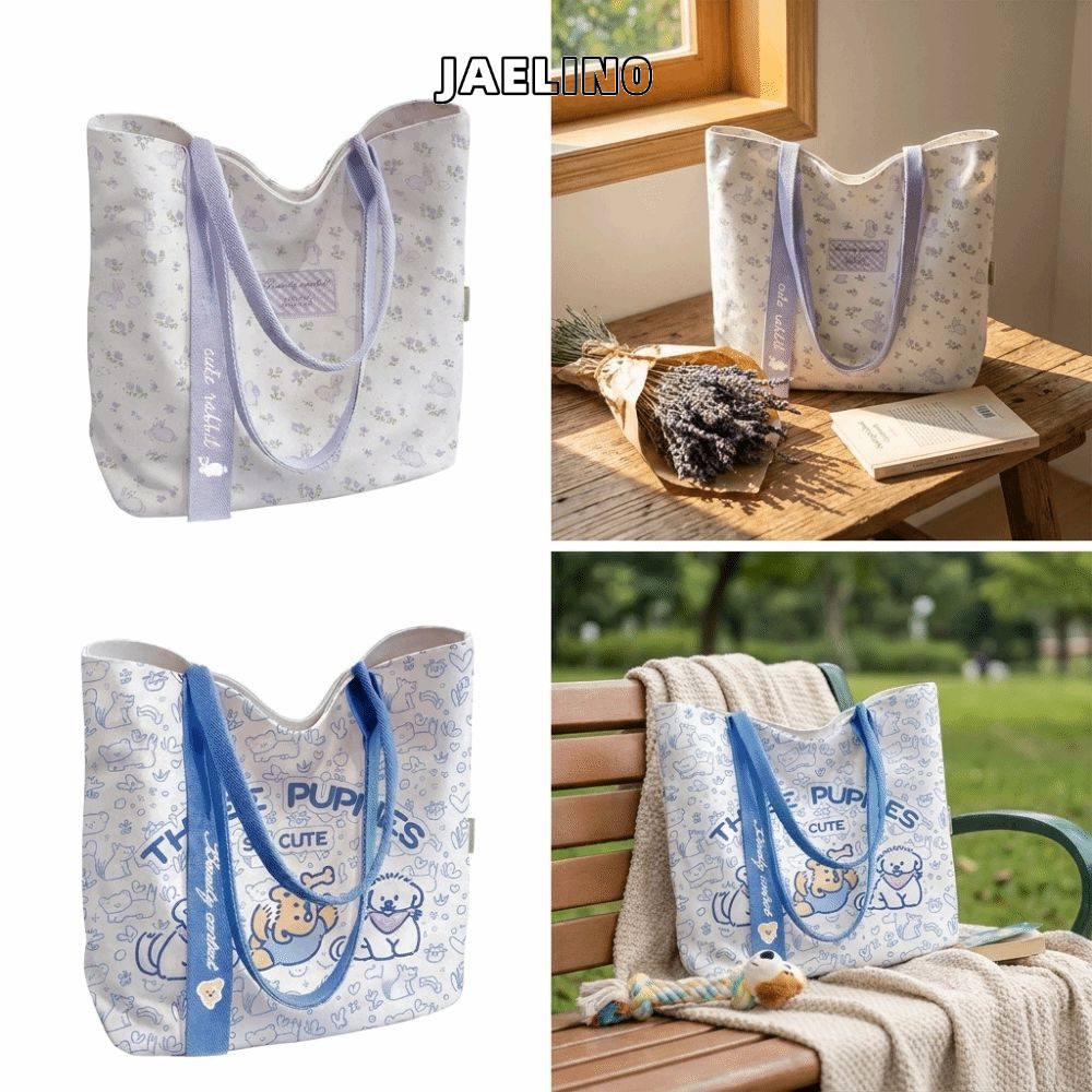 JAELIN0 Tote Bag, Zipper Closed Cute Style Shoulder Bag, Shoulder Strap Canva Lightweight Student Ha
