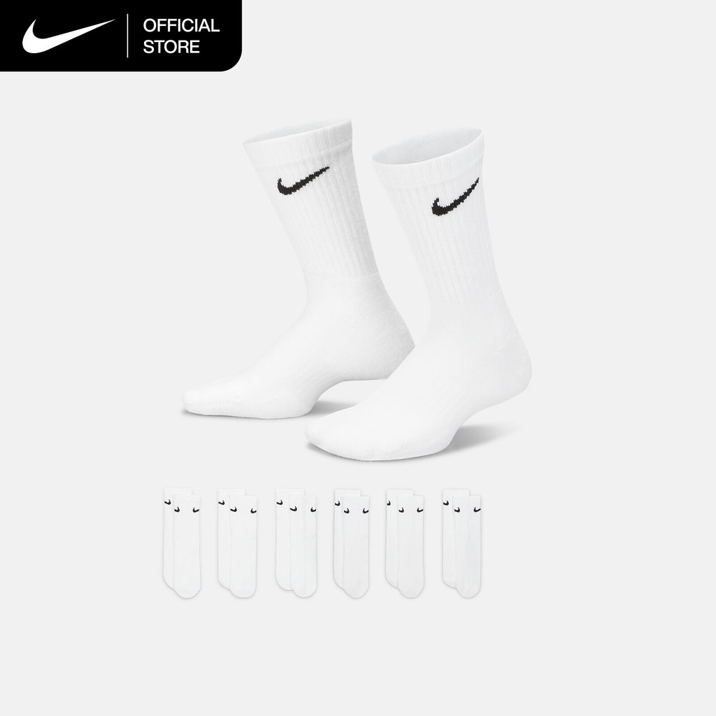 Nike Kids' Everyday Cushioned Crew Socks (6 Pairs) - White [SX6910-100]