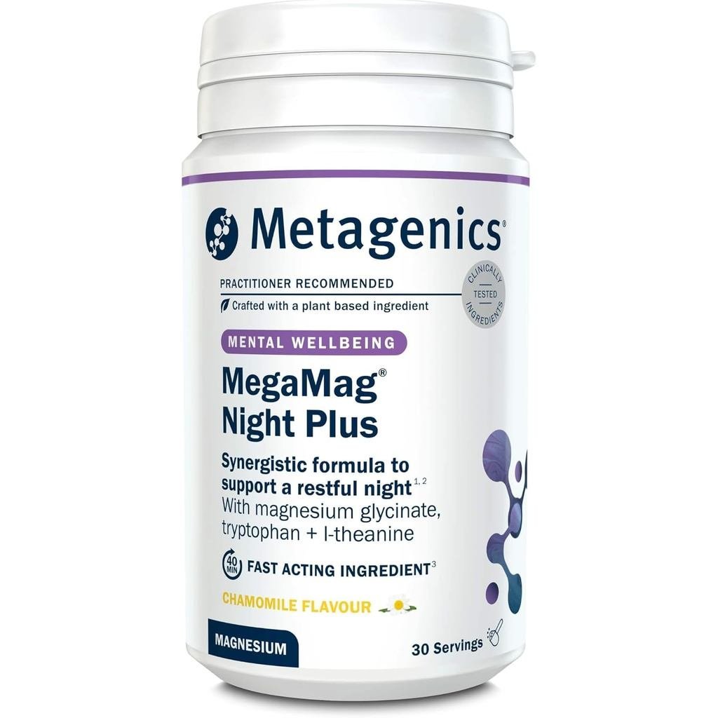 Metagenics MegaMag Night Plus, Magnesium Glycinate Powder - 30 เสิร์ฟ