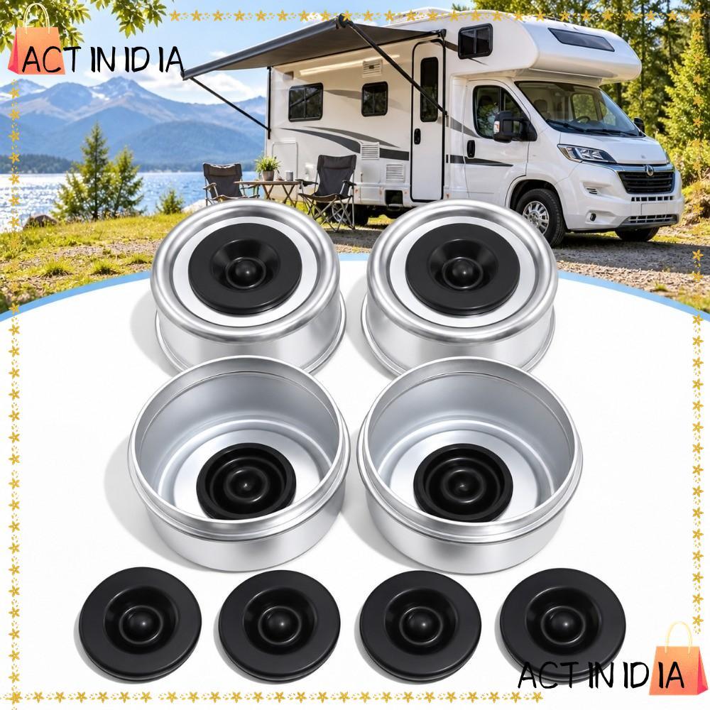 ACTINIDIARA 4PCS Trailer Hub Dust Cap, Heavy Duty 2.44 นิ้ว Trailer Axle Dust Cap, ทนทานพร้อมปลั๊กยา