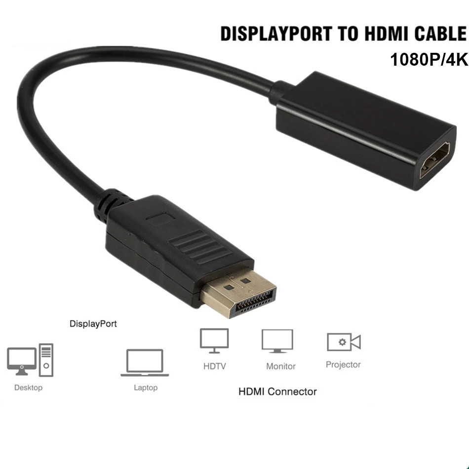 DisplayPort ชายกับ HDMI หญิง 4K อะแดปเตอร์ DP TO HDTV สายสัญญาณเสียงวิดีโอสําหรับ PS3/4 โปรเจคเตอร์แล็ปท็อป PC Monitor DP HDTV Extender