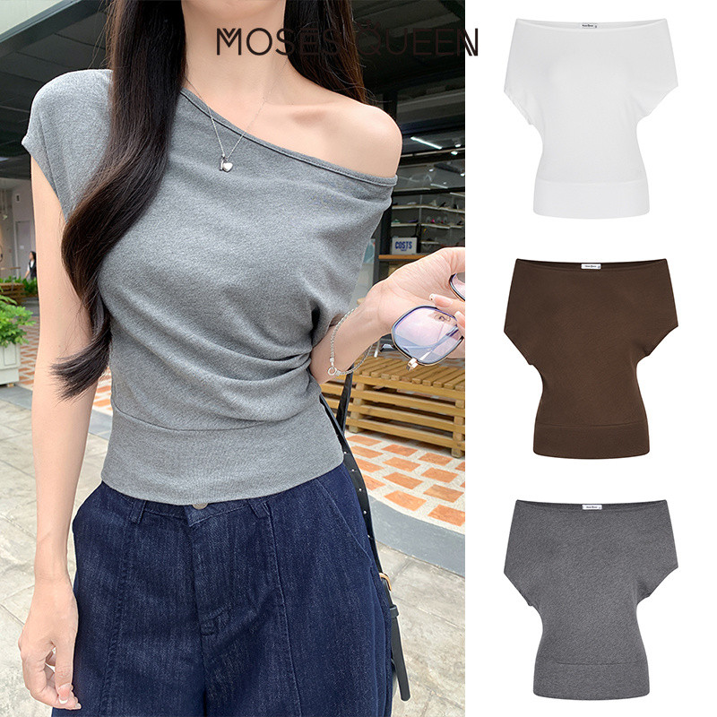 MOSESQUEEN فستان قصير بأكمام خفاش — رمادي — صورة 5