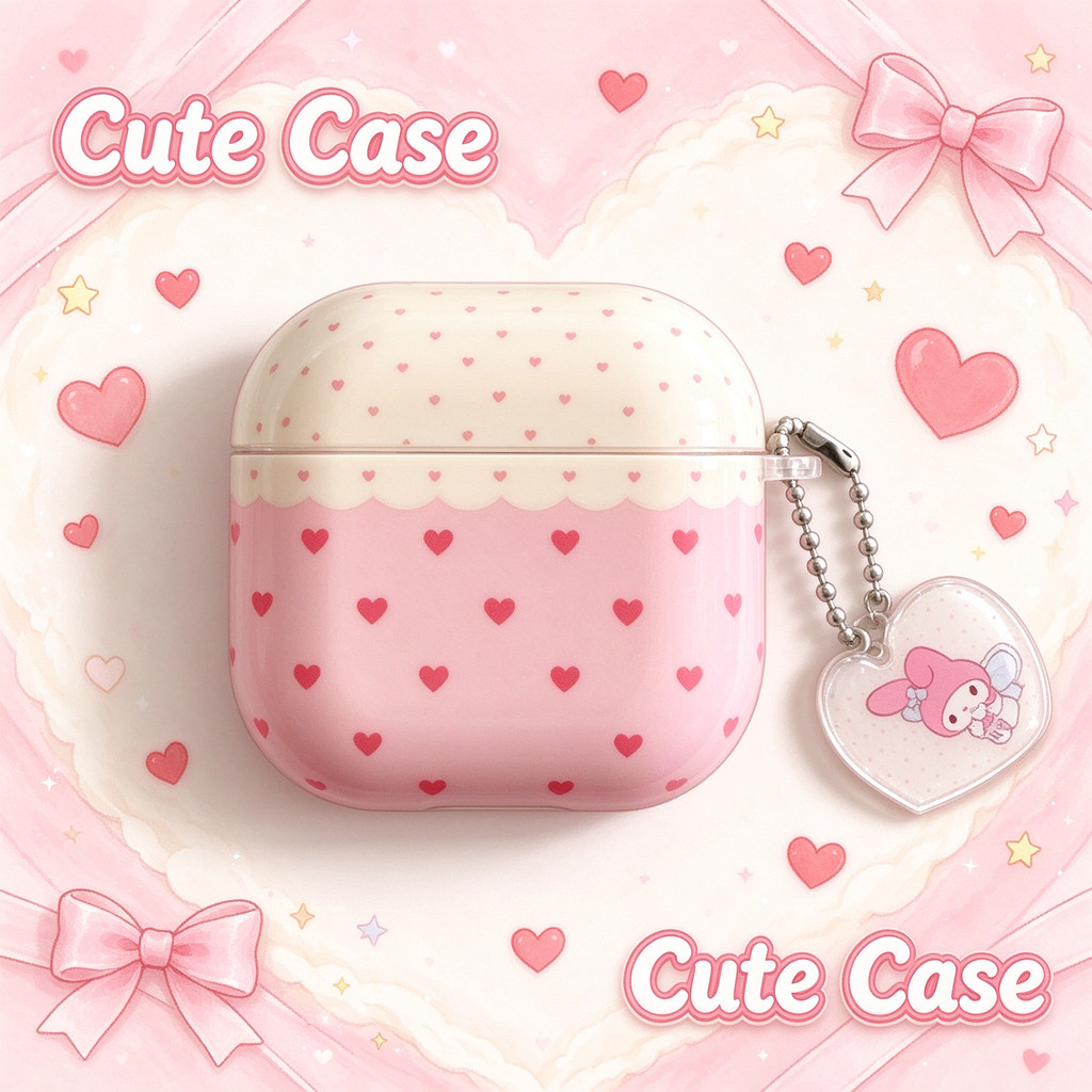 เคสหูฟังลายจุดรักสีชมพูเหมาะสําหรับ AirPods4/AirPods5/AirPodsPro3 เคสป้องกันหูฟังบลูทูธแบบรวมทุกอย่าง