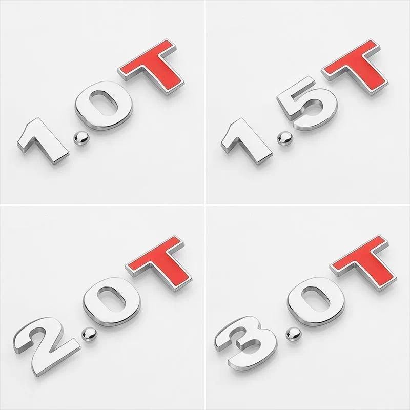 รถ Displacement ป้าย 1.4T1.8T2.0T3.0T2.0L2.4L3.0L โลหะดัดแปลง Displacement ป้ายท้ายรถ