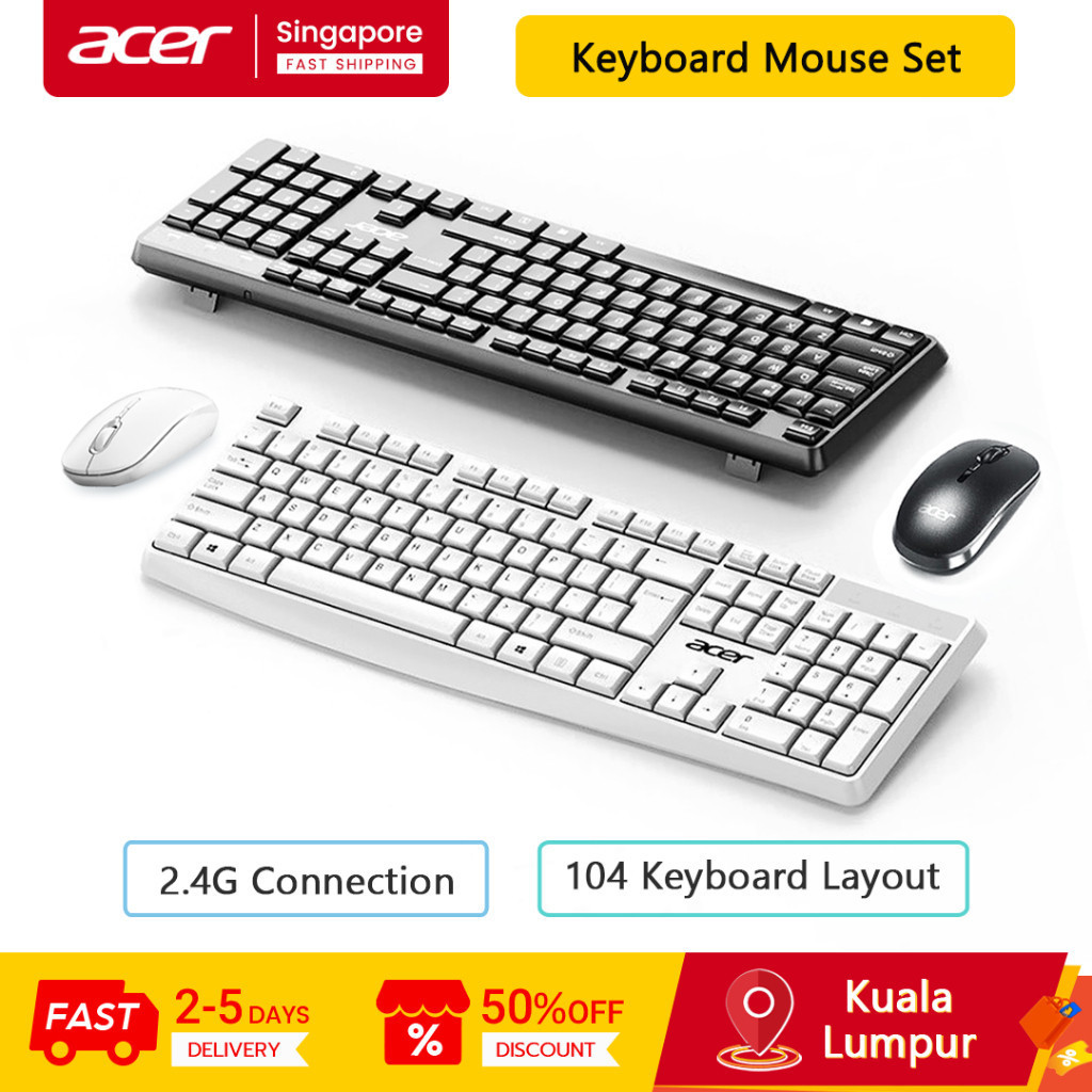 Acer Keyboard Mouse Set KM412K Connect Splashproof Ultra Thin Office Keyboard Wiless MouseTH99 BCEZ