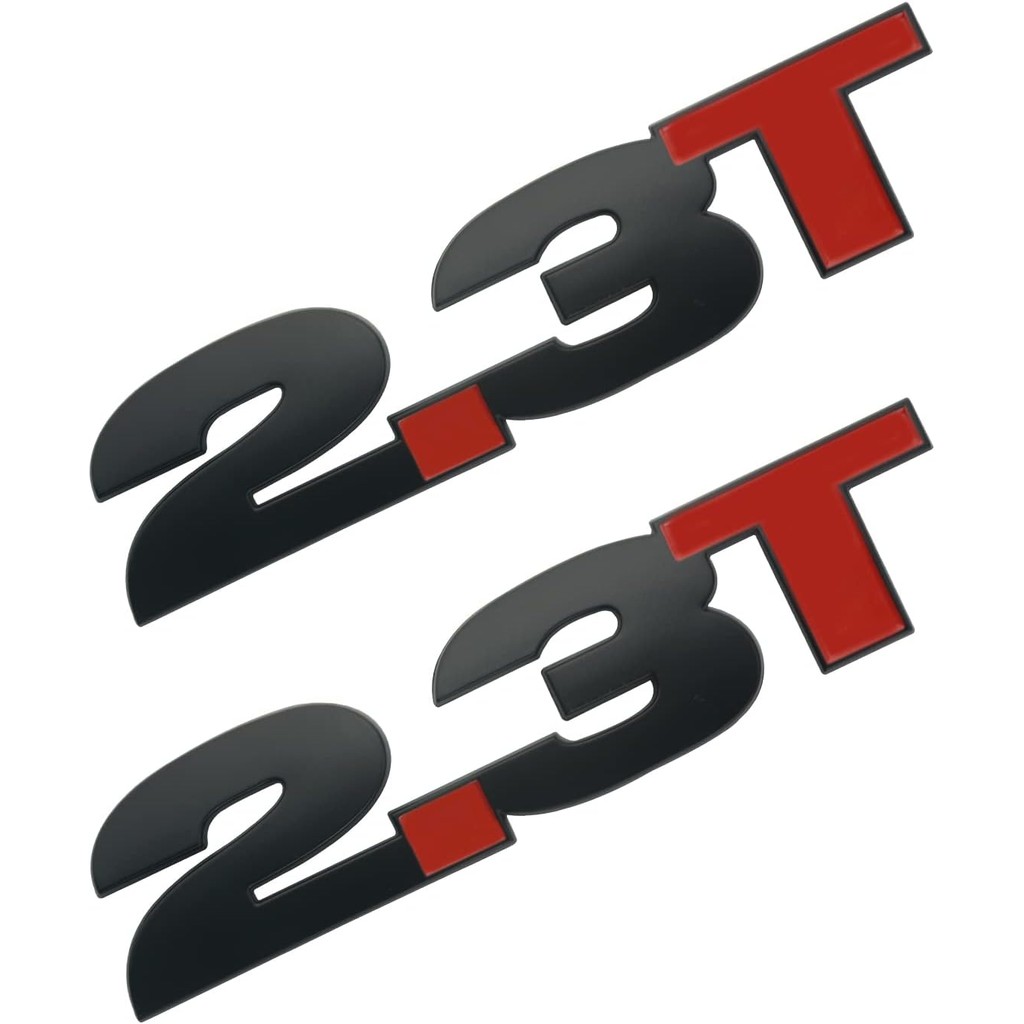 2 PC 2.3T Emblem Trunk Fender 3D Badge สติกเกอร์ 3M กาวสําหรับ Mustang (สีดําสีแดง)