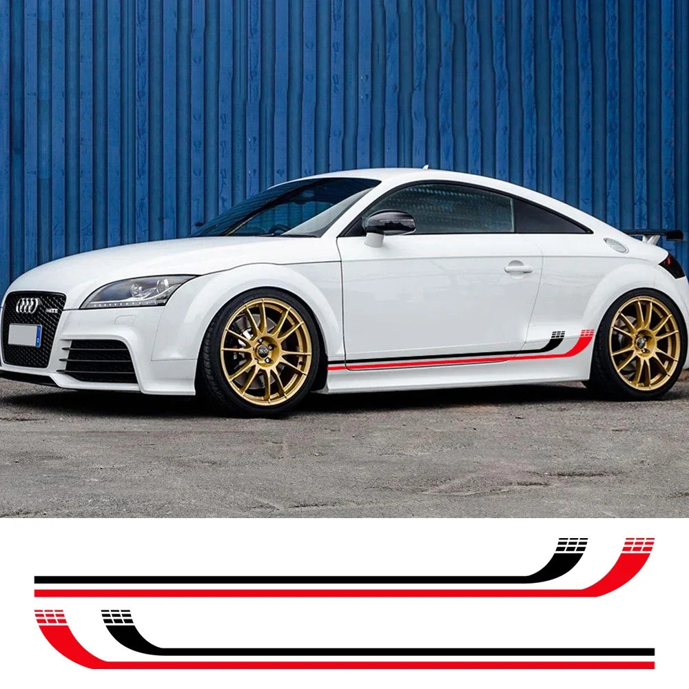 รถด้านข้างสติกเกอร์ประตูไวนิล Decals Racing Stripes Tuning อุปกรณ์เสริมสําหรับ Audi TT 8N MK1 MK2 8J