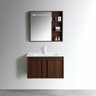 DARA DR8001B-80 ชุดตู้วางอ่าง+ตู้กระจก น้ำตาล