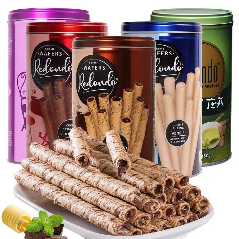อินโดนีเซียนําเข้า Redan Multi-Brand Wafer Rolls Vanilla Chocolate Flavour Egg Rolls บิสกิตหลวมกรอบ2
