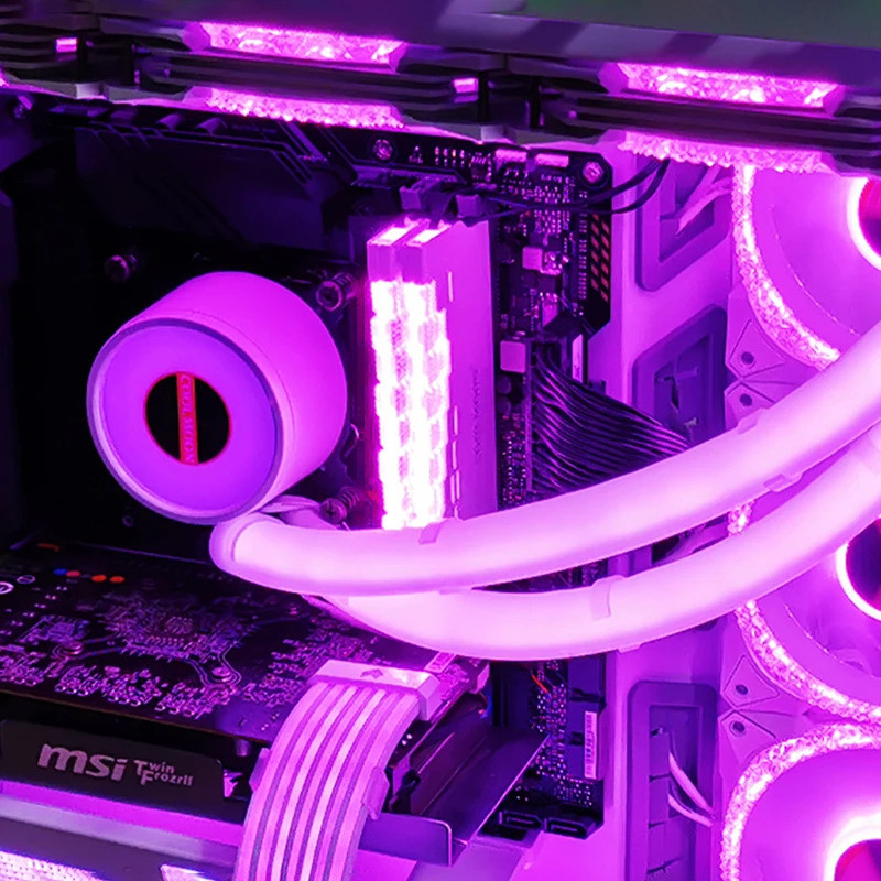 2pcs Luminous Sleeve ARGB LED AIO Tube Sleeve ซิลิโคน Water Cooling Raditor Tube 5V 3PIN ARGB 4PIN A