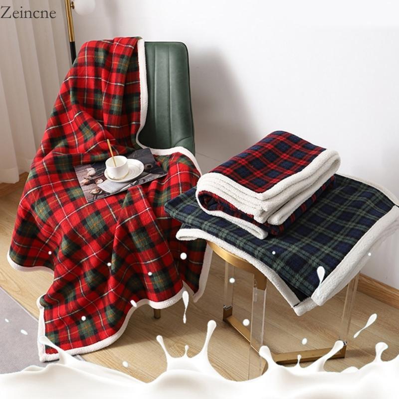 Zein คริสต์มาสลายสก๊อต Flannel ผ้าห่มลายสก๊อต Vintage โยนผ้าห่มโพลีเอสเตอร์วัสดุผ้าห่มนุ่มสําหรับโซฟาผ้าปูที่นอน Loun