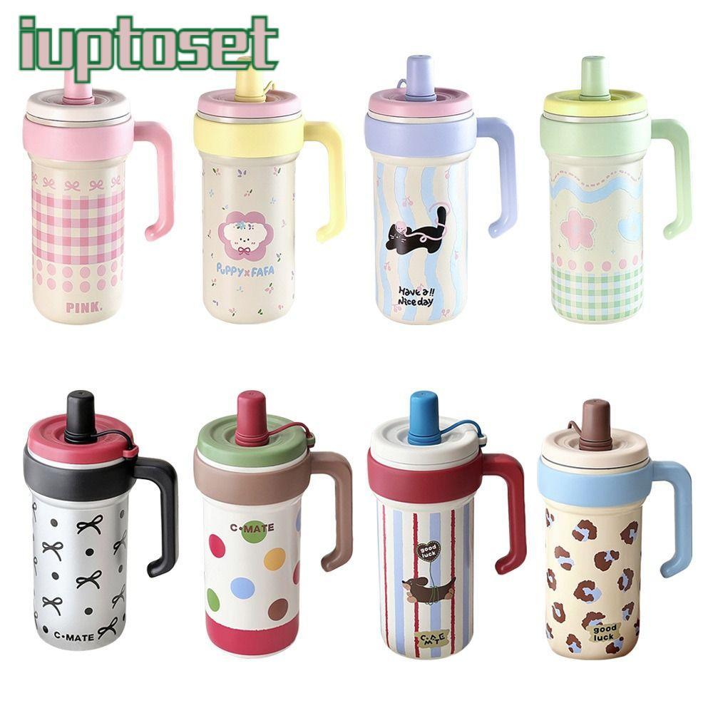 IUPTOSET ถ้วยสูญญากาศพร้อมที่จับ 316 ถ้วยฉนวนสแตนเลส, หลอดฝาแบบพกพา 1000ML ถ้วยดื่มโดยตรงถ้วยรถ