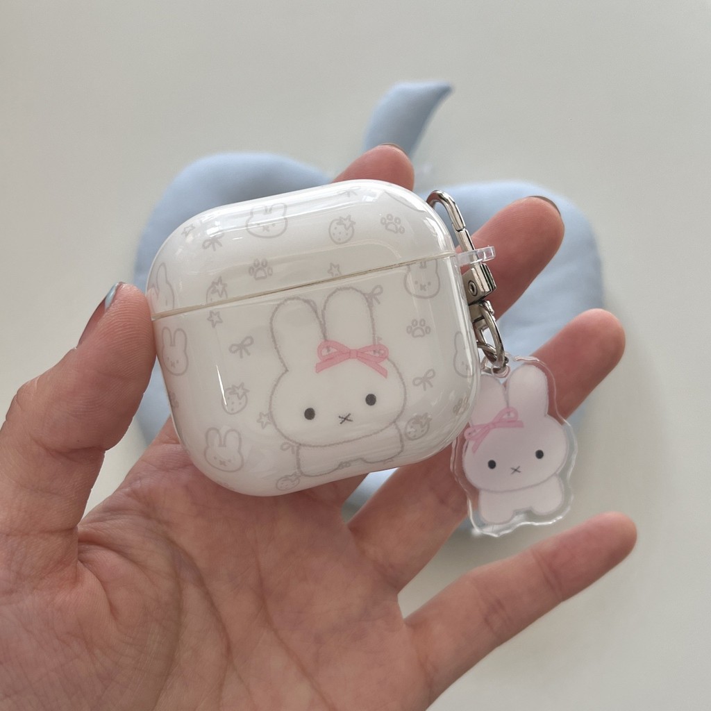 เคสกระต่ายสไตล์ Q น่ารักสําหรับ AirPods 4 2nd 3rd Gen Apple AirPods Pro 2