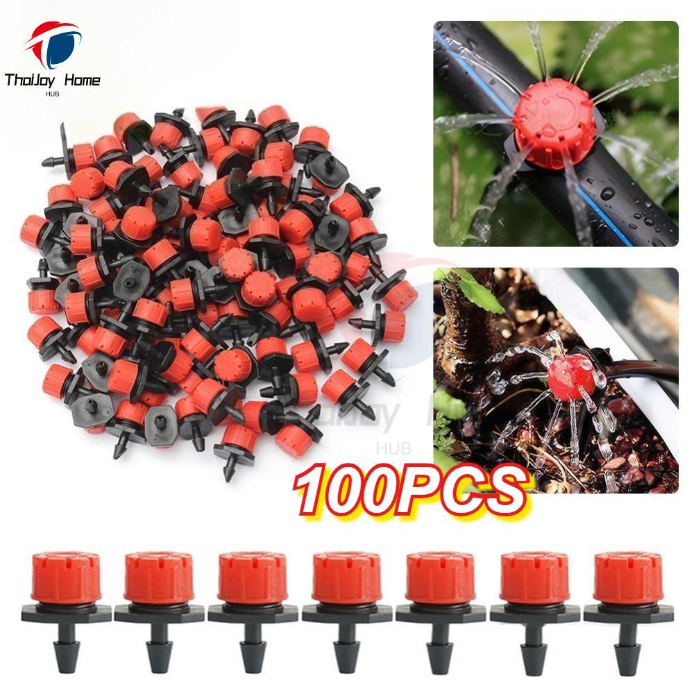 100 ชิ้น หัวน้ำหยด หัวน้ำหยดปรับระดับน้ำได้หลายระดับ ถุงปรับสวนชลประทานสเปรย์ไมโครไหลหยดน้ำ 1/4 นิ้วปรับไมโครไหล dripper หยดหัวน้ำหยด Garden ละอองทำให้ชื้นไมโครโฟลว์ยางหยดน้ำหัว ThaiJOY