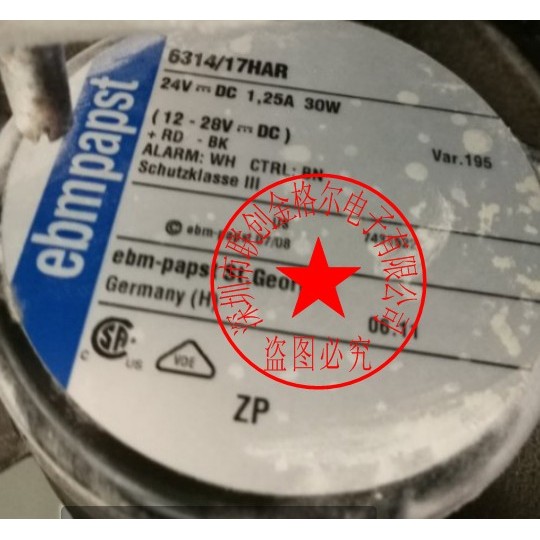 6314HR 6314/17HAR 6314HU 24V36W Original เยอรมัน ebmpapst ABB ความถี่พัดลม
