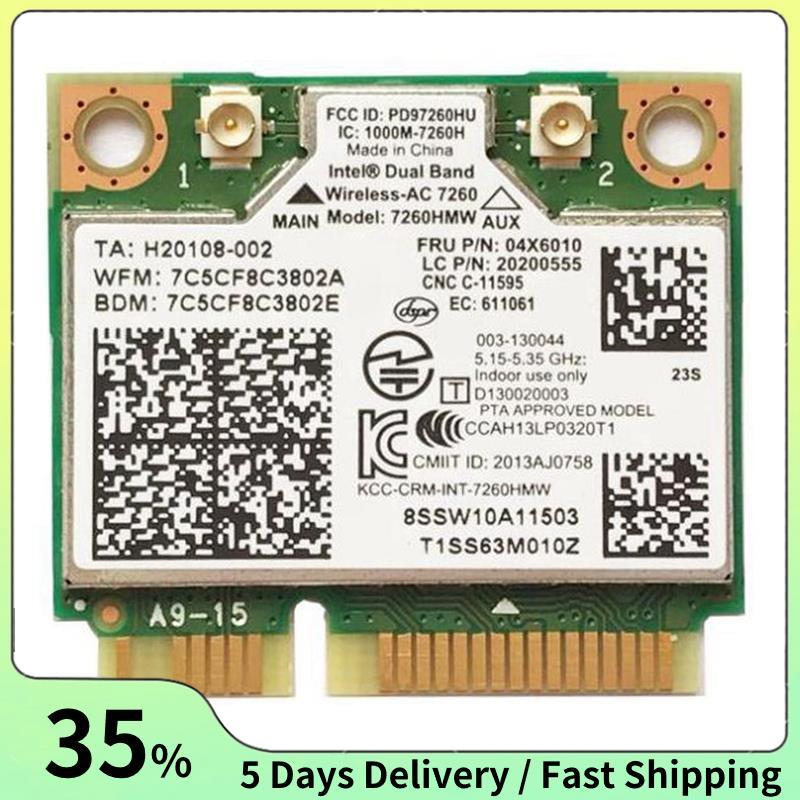โน้ตบุ๊คในตัวการ์ดไร้สายสําหรับ 7260HMW 7260AC 867M Dual Band 5G การ์ดไร้สาย BT4.0 สําหรับ 04X6090 0