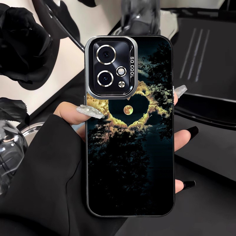 Simple Moon Csing HP Silver สี Mtte Premium Silver nti Jtuh Hrd สําหรับ Redmi 13 12 13C หมายเหตุ 9 1