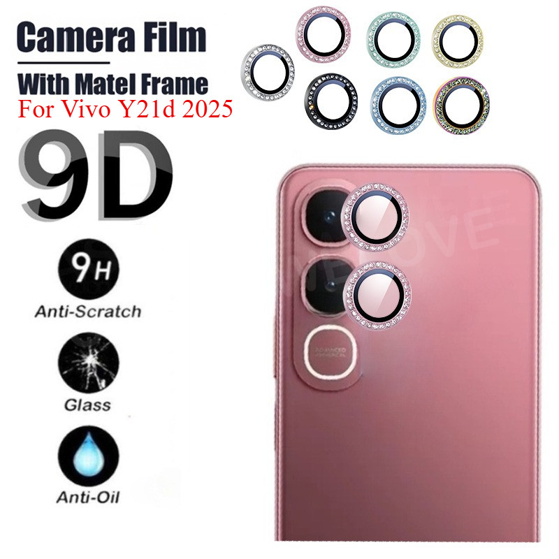 ป้องกันหน้าจอสําหรับVivo Y21d Y21 Y05 Y11d Y31D 4G 5G 2025 เลนส์กล้องเพชรโลหะProtectorแก้วกลับเลนส์แหวนฝาครอบ