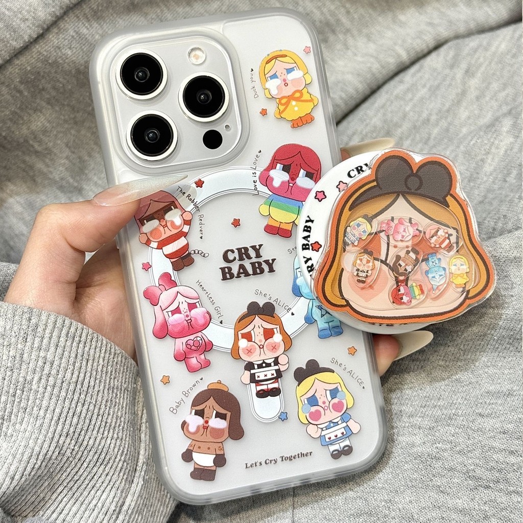 น่ารักการ์ตูนตัวอักษรอะคริลิคเคสโทรศัพท์แม่เหล็กกันกระแทกกันฝุ่นสําหรับ ไอโฟน 17/16/15/14/13 มือโปร/