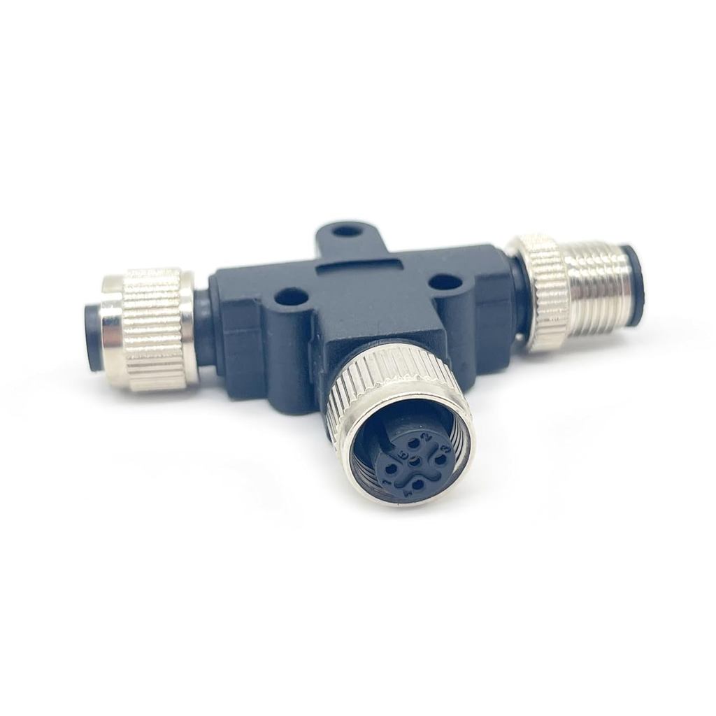 M12 5 Pin ชายหญิง Connector, รหัส T ประเภทอุตสาหกรรม Circular Connector 5 Pin 1 ชาย 2 หญิง Unshiled 