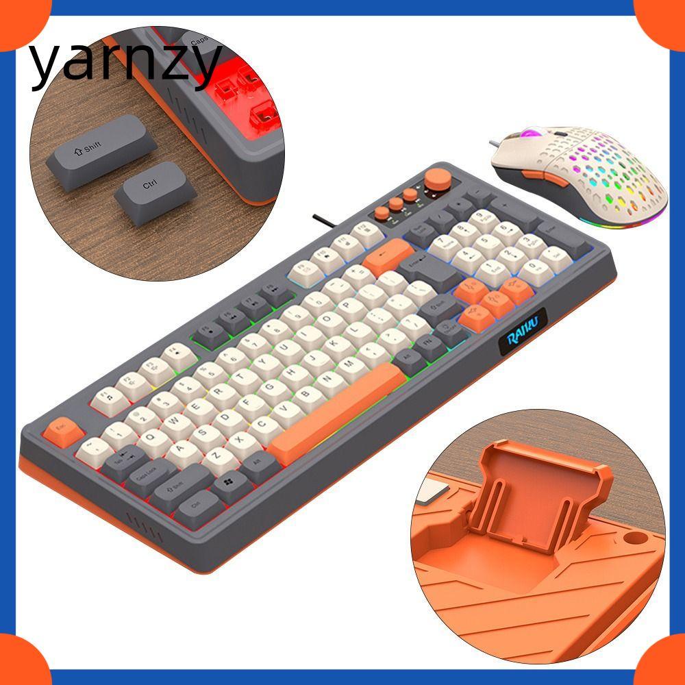 YARNZY RAID T98 คีย์บอร์ด, ชุดเมาส์คีย์บอร์ดแสงแบ็คไลท์, สีสายรุ้ง 98 เค้าโครงกุญแจ Luminous Gaming 