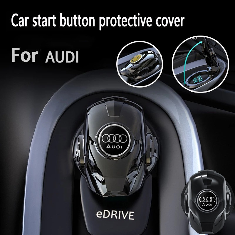 Audi รถ Iron Man โลหะหนึ่งปุ่มปุ่มปุ่มเริ่มฝาครอบป้องกันดัดแปลงสติกเกอร์สวิทช์สําหรับ Audi A3 8l 8Y 
