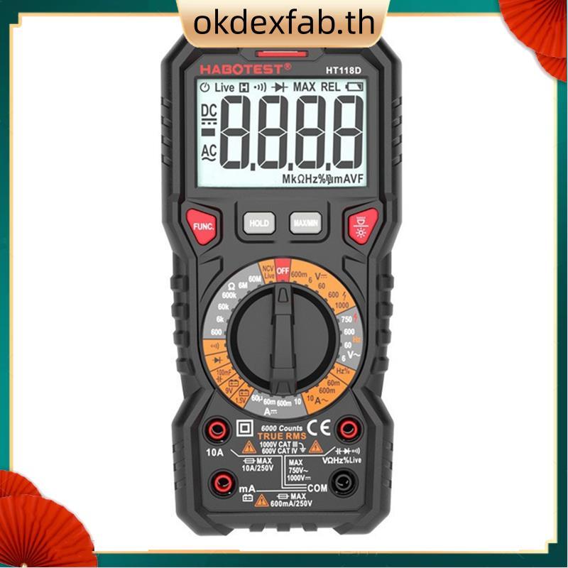 HT118A/C/D มัลติมิเตอร์แบบดิจิตอลระดับมืออาชีพพร้อมจอแสดงผลดิจิตอลอัตโนมัติแบ็คไลท์คู่