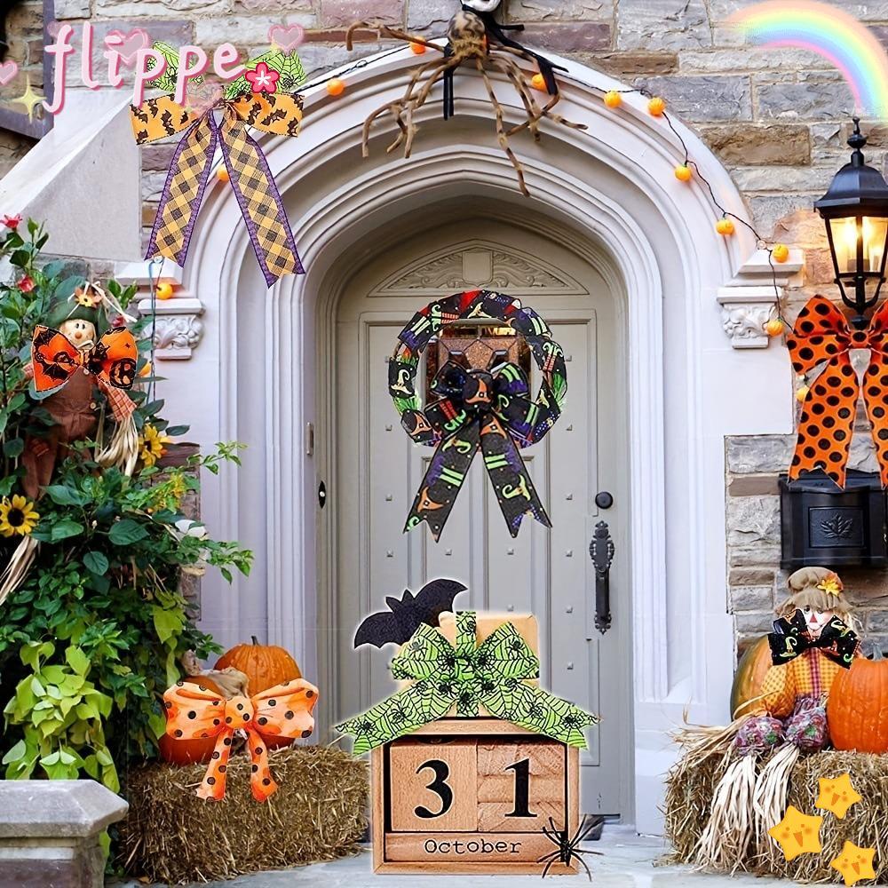 FIPE 5Yards Ribbon, Spider 5Yards งานฝีมือเย็บผ้า DIY, Pumpkin Dot พิมพ์ริบบิ้นทําด้วยมือฮาโลวีน