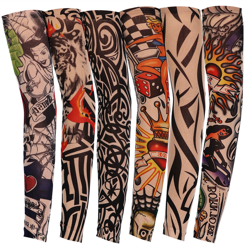 Hot Sale#Outdoor Arm Sleeves Tattoo Arm Sleeves Seamless Unisex Floral Arm Cycling Sun Protection Ar
