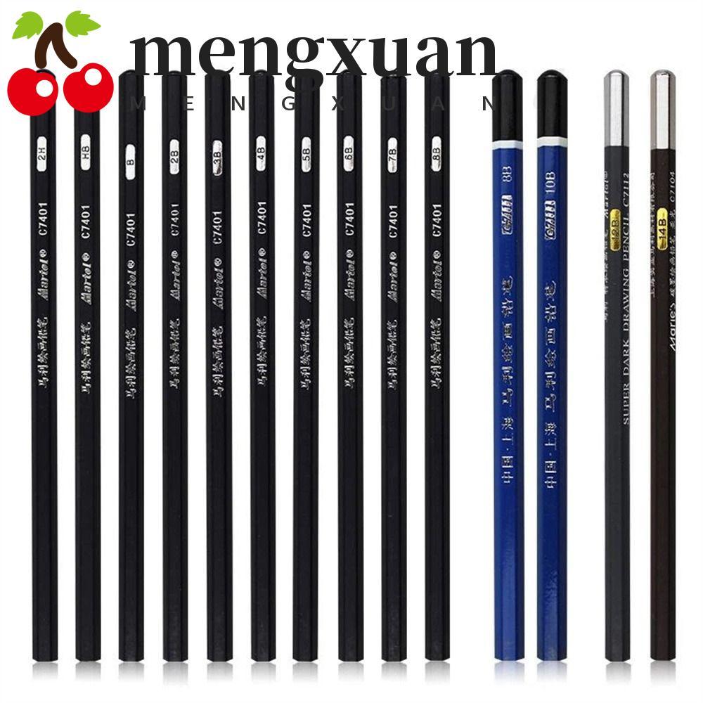 MENGXUAN 12 ชิ้น Sketch ดินสอดินสอสีดํา Professional 7B 8B 10B 12B 14B Soft Charcoal Art เครื่องเขีย