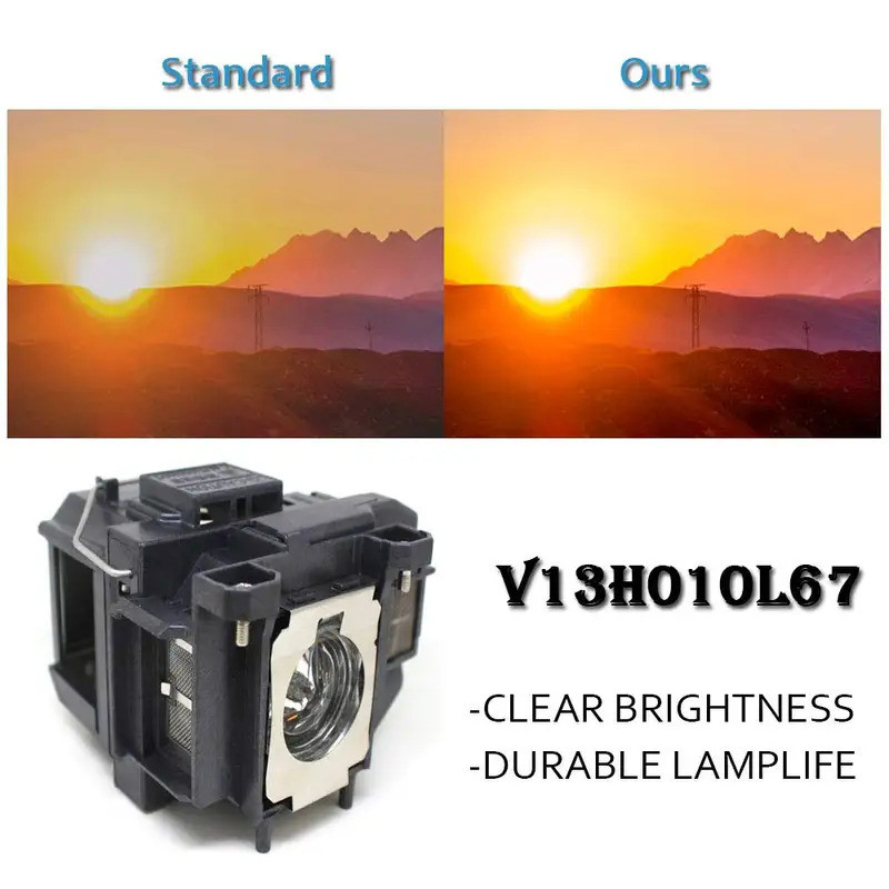 ELPLP67 สําหรับ EPSON EB-S02 EB-S11 EB-S12 EB-W12 EB-W16 EB-X02 EB-X12 EB-X14 X14G EH-TW550 EX3210 H