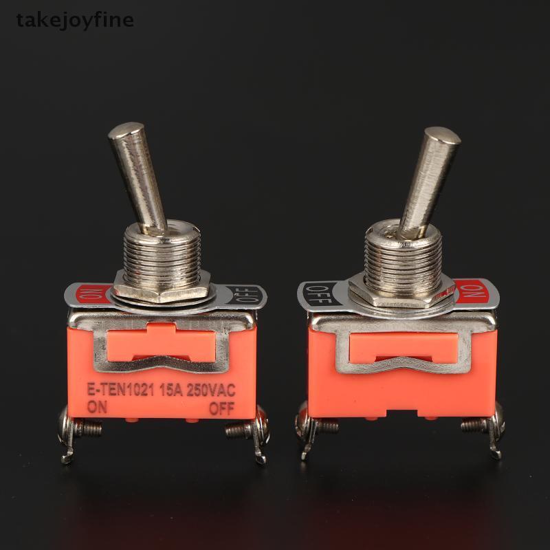 TFTH 5pcs SPST DPDT 250V 15A Toggle Switch 2 ตําแหน่ง Latching On-off-on On-off-on E-TEN1322 1021 11