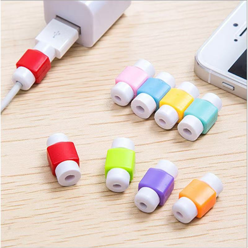 เคสป้องกันสายเคเบิลข้อมูลสี่เหลี่ยม สากล แอปเปิล หุ่นยนต์ อินเทอร์เฟซสายชาร์จหัวเสริมแรงป้องกันการทําลายวัสดุซิลิโคนที่ทนทาน