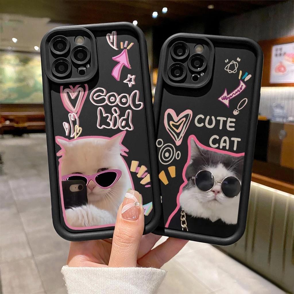 Vivo กรณี Cool การ์ตูนแมว Anti Clear Crystal Fusion ช่องใส่การ์ดสําหรับ Z1x Z1 Pro Z5 Z5x S1 S1 Pro 