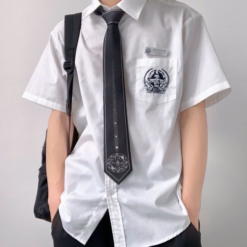 正统JK原创制服上衣尖领DK皓海刺绣白色衬衫男女长袖情侣装春夏款Orthodox JK Original Uniform Jacket Pointed Neck DK Hao20251022