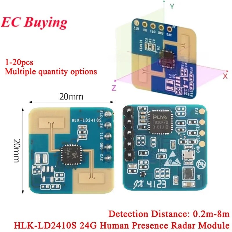 20 ชิ้น/1 ชิ้น LD2410S 24G Human Presence Sensing Radar Sensor โมดูล HLK-LD2410S Low Power LD2410 ระ