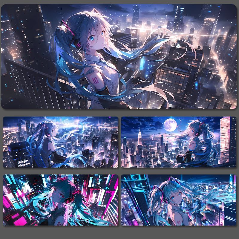mouse pad แผ่นรอง แผ่นรองเมาส์ Hatsune Miku แผ่นรองโต๊ะเกมอะนิเมะการ์ตูนสองมิติขนาดใหญ่แผ่นรองแป้นพิ