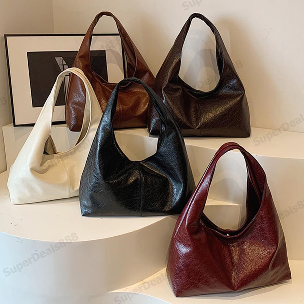 ส่งจากกรุงเทพ🚚 กระเป๋าถือ PU ขนาดใหญ่  ผู้หญิง Casual Leather Tote Bag กระเป๋าถือความจุสไตล์กระเป๋าสะพาย Chic Hobo