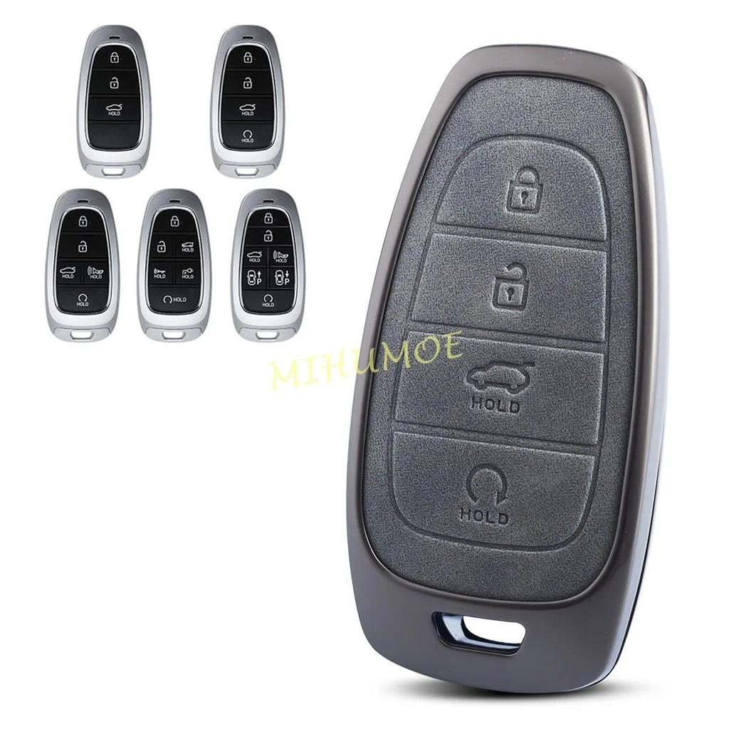 โลหะหนังรถ Remote Key Fob กรณีสีเทาสําหรับ Hyundai Tucson Santa Fe Cruz Sonata Palisade IONIQ 5 Nexo