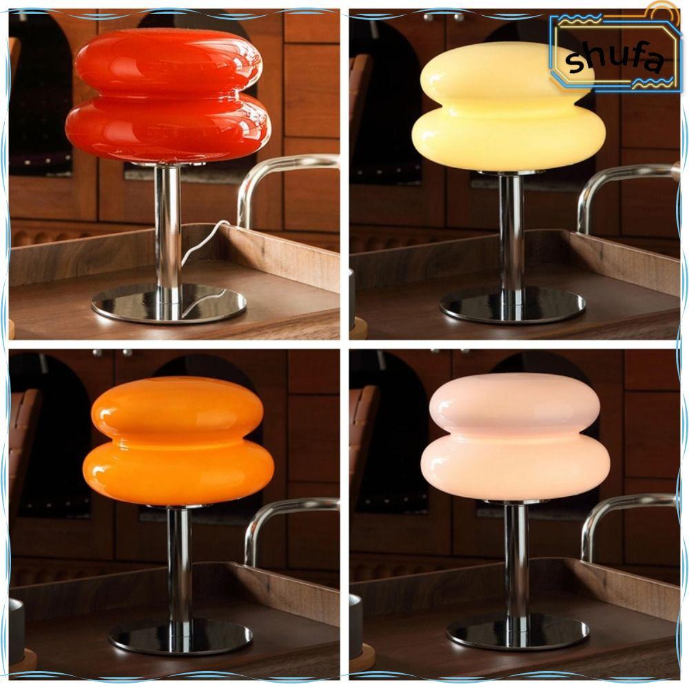 SHUFA โคมไฟข้างเตียง USB 3 สีหรี่แสง โคมไฟตั้งโต๊ะสไตล์ครีม น่ารัก ของขวัญแสงห้องนอน