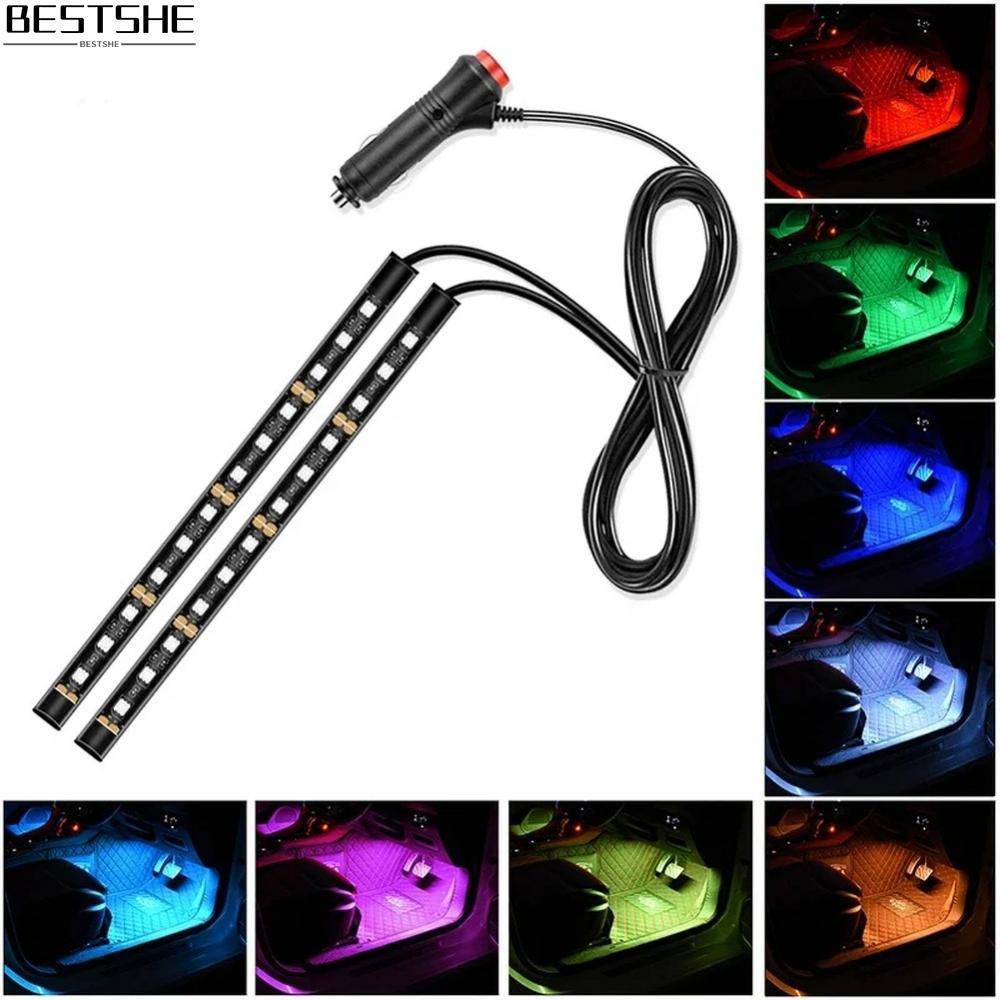 {bestshe}Multicolor LED Strip Light USB Car Interior 24LED Atmosphere Lighting Decoration